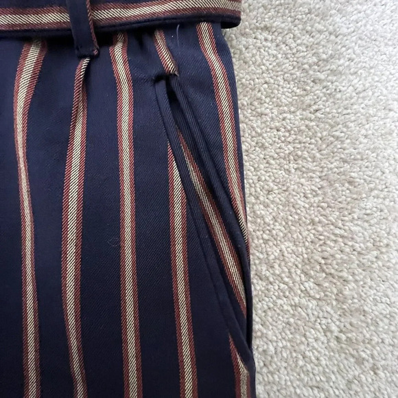 Zara‎ Trafaluc Collection Trousers Striped Blue Paper bag Tie Tapered Leg Size 5 - Picture 4 of 9